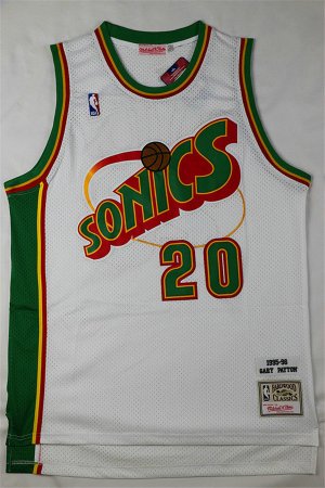 Maillot De Basket Seattle Supersonics Gary Payton 20 Engrener Retro Blanc